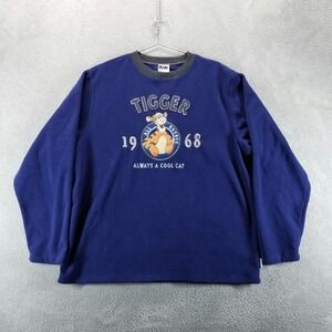 Disney Store Tigger Sweatshirt Mens M Blue Fleece Pullover Graphic 1968 Cool Cat